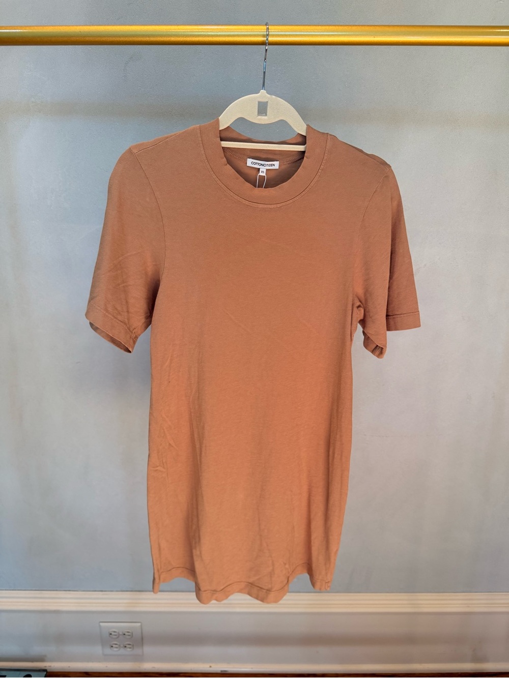 Cotton Citizen Short Sleeve T-Shirt Dress in Terracotta